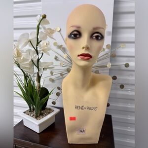 Rene of Paris Cream Mannequin Head with Faux Floral Arrangement